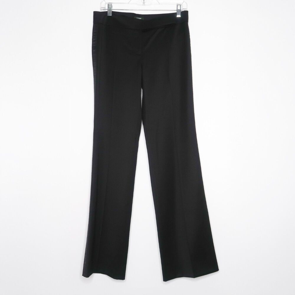 J.Crew Womens‎ Favorite Fit Pants Size 4 Black Virgin Wool Striped Career 71914